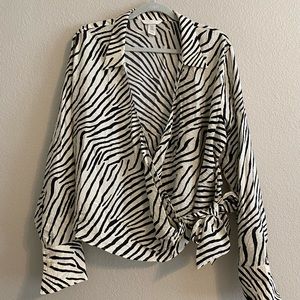 Zebra Long Sleeve Wrap Top